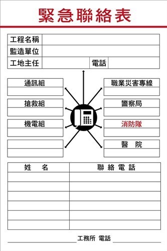 WB21 緊急聯絡表