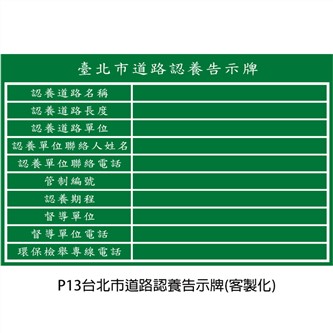 P13台北市道路認養告示牌(客製化)