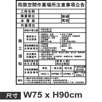 P23局限空間告示牌(白底黑字)