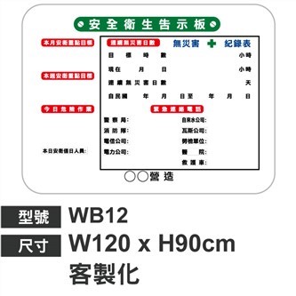 WB12安全衛生告示牌(櫥窗型)
