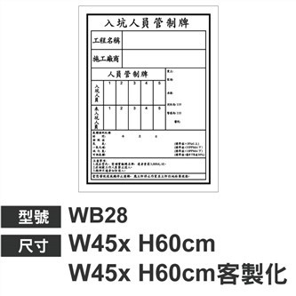 WB28 入坑人員管制牌