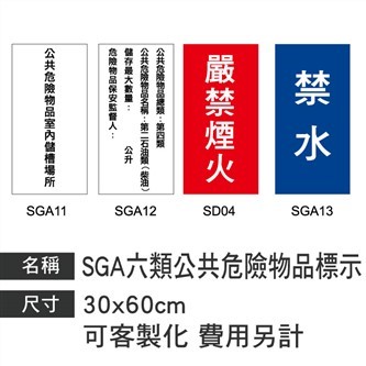 SGA六類公共危險物品標示