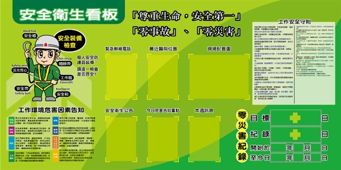 WB30 安全衛生看板180X90CM