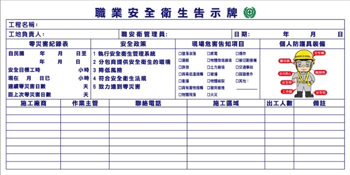 WB02 職業安全衛生告示牌