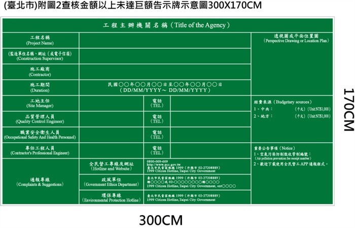 (臺北市)附圖2查核金額以上未達巨額告示牌300X170CM