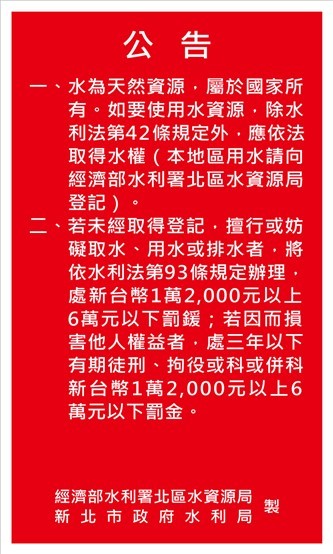 (客製)經濟部水利署性質告示牌60X100CM