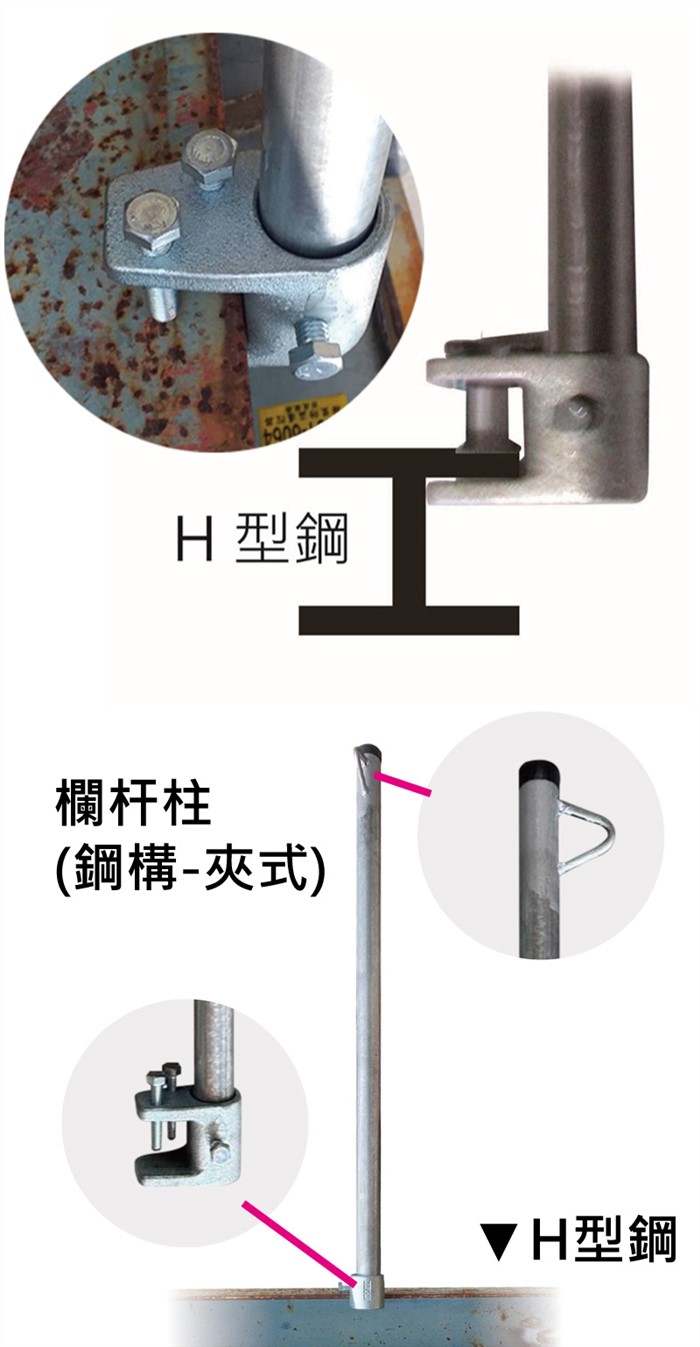 欄杆柱(鋼構-夾式)