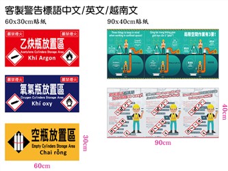 客製警告標語-中文/英文/越南文