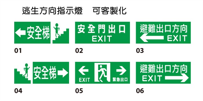 逃生方向指示燈標示