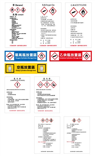GHS危險物及有害物化學藥品容器標示(型號：SGA)