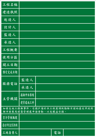 P12新建(拆除)工程告示牌(臺北市)